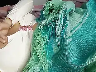 Hot stepsister masturbates her milky pussy while her stepbrother rests in the same bed