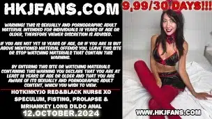 Hotkinkyjo red&black nurse XO speculum, fisting, prolapse & mrhankey long dildo anal