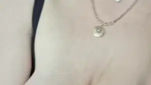 Smoking with bare tits, red lips