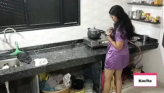 Desi Indian Kavita In Sexy Nighty fuck or sex in kitchen with husband’s Friend