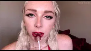 Face Fetish JOI Student Seduces Professor With Red Lipstick And Lollipop On FaceTime – Remi Reagan