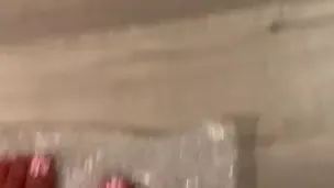 Red stockings and fresh toes ASMR stepping on bubble wrap