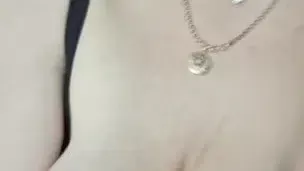 Smoking with bare tits, red lips