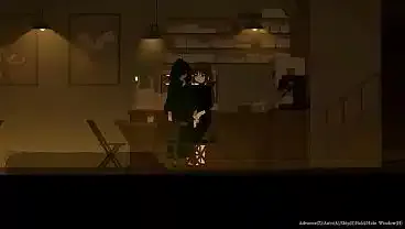 White haired woman makes a blowjob in a man in a cape in hentai game  video