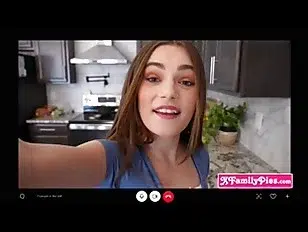 Video chatting stepsis sucks and rides stepbro in front of BFF