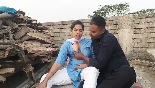 18 years virgin  girl big boob press by her step brother in outdoor Desi girl
