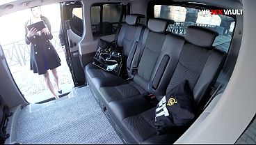 Slim Inked Blonde in Blue Dress Teased With Porn in a Van… She’s Ready to Get Fucked Hard