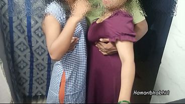 18 Year Old Girl And Desi Milf Aunty Share Husband’s Cock Together.
