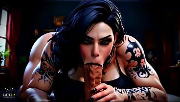 Black Haired Goth Vixen Fucked and Sucking Deep (100% AI Generated 4K)